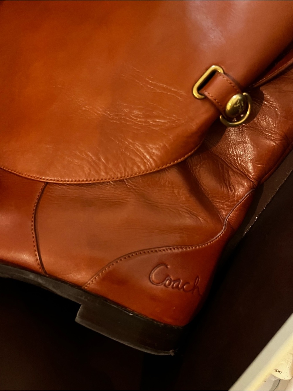 COACH Cheyenne Whisky Leather over the knee boots 9.5